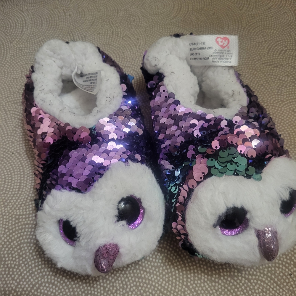 Sparkly Owl Kids Slippers